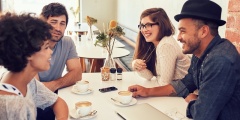 Remote worker answering common questions about remote work.