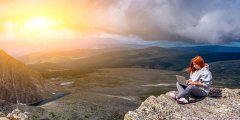 Person working remote jobs for people who love to travel