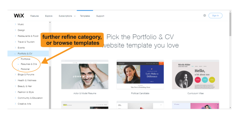 Pick the portfolio and CV website template that works best for you. 